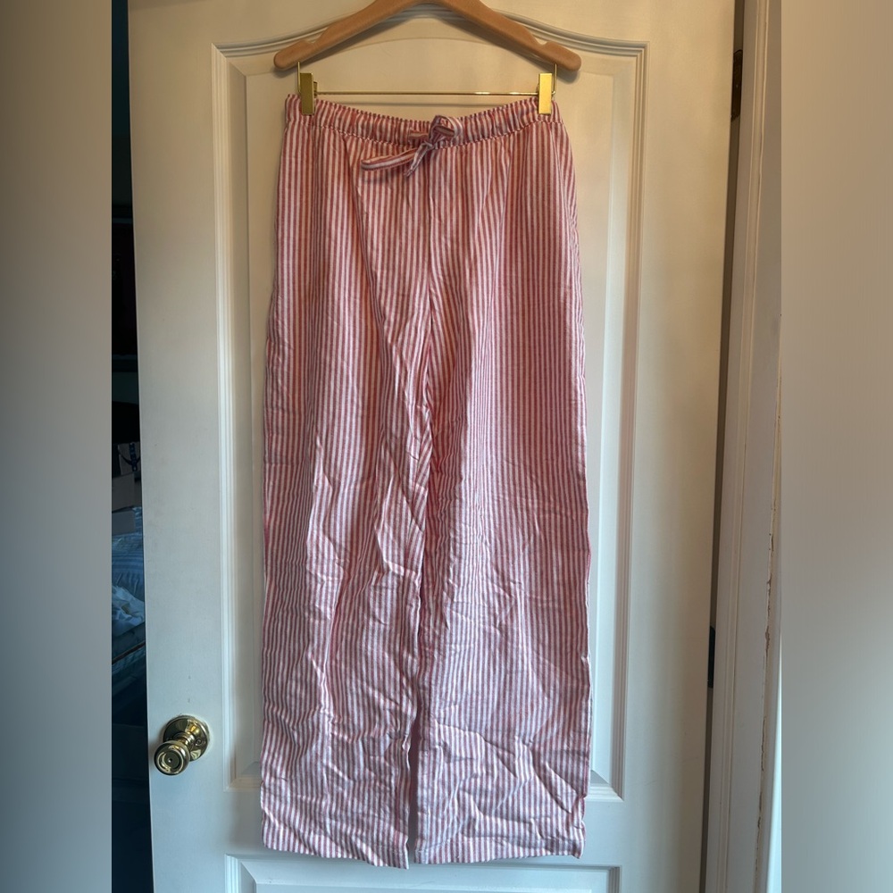 Striped Red Lounge Pajama Pants with Drawstring Waist